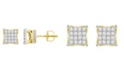 Macy's Men's Diamond (3/4 ct.t.w.) Square Earring Set in 10k Yellow Gold